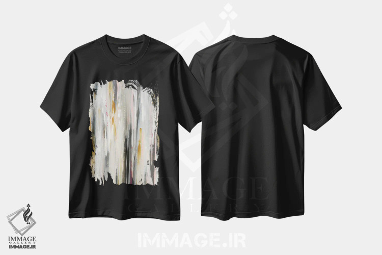 تیشرت مشکی طرح دار – تیشرت انتزاعی ,موج رنگین دو اثر لیزا ریجرز immage.ir