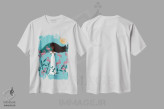 تیشرت سفید طرح دار – تیشرت حیوانات ,فلامینگوهای آبی اثر لُرین تیوری immage.ir