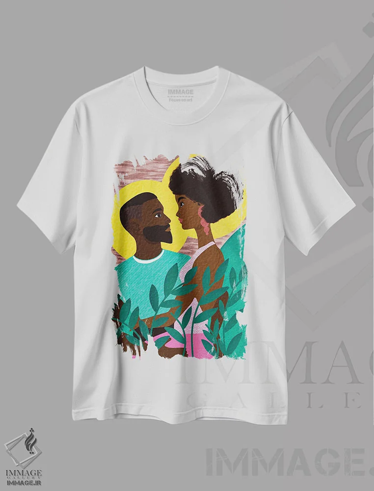 تیشرت سفید طرح دار – تیشرت هنری ,عشق سیاه اثر لُرین تیوری immage.ir
