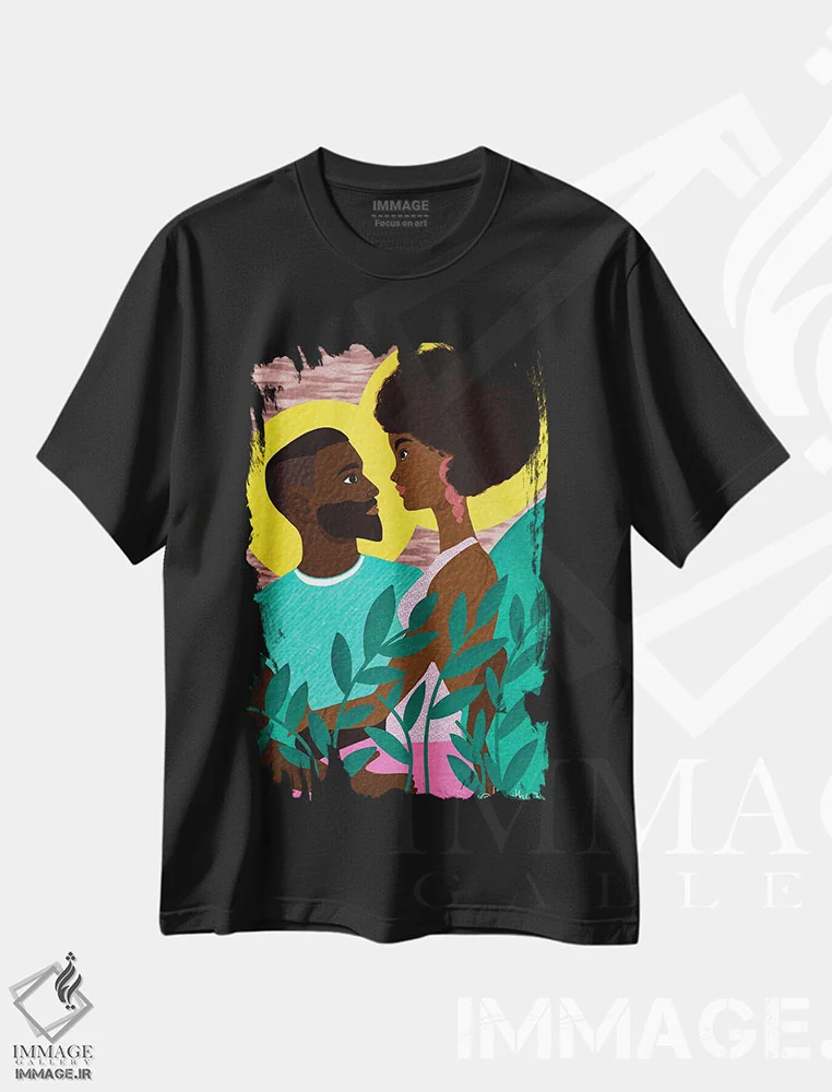تیشرت مشکی طرح دار – تیشرت هنری ,عشق سیاه اثر لُرین تیوری فروشگاه ایماژ