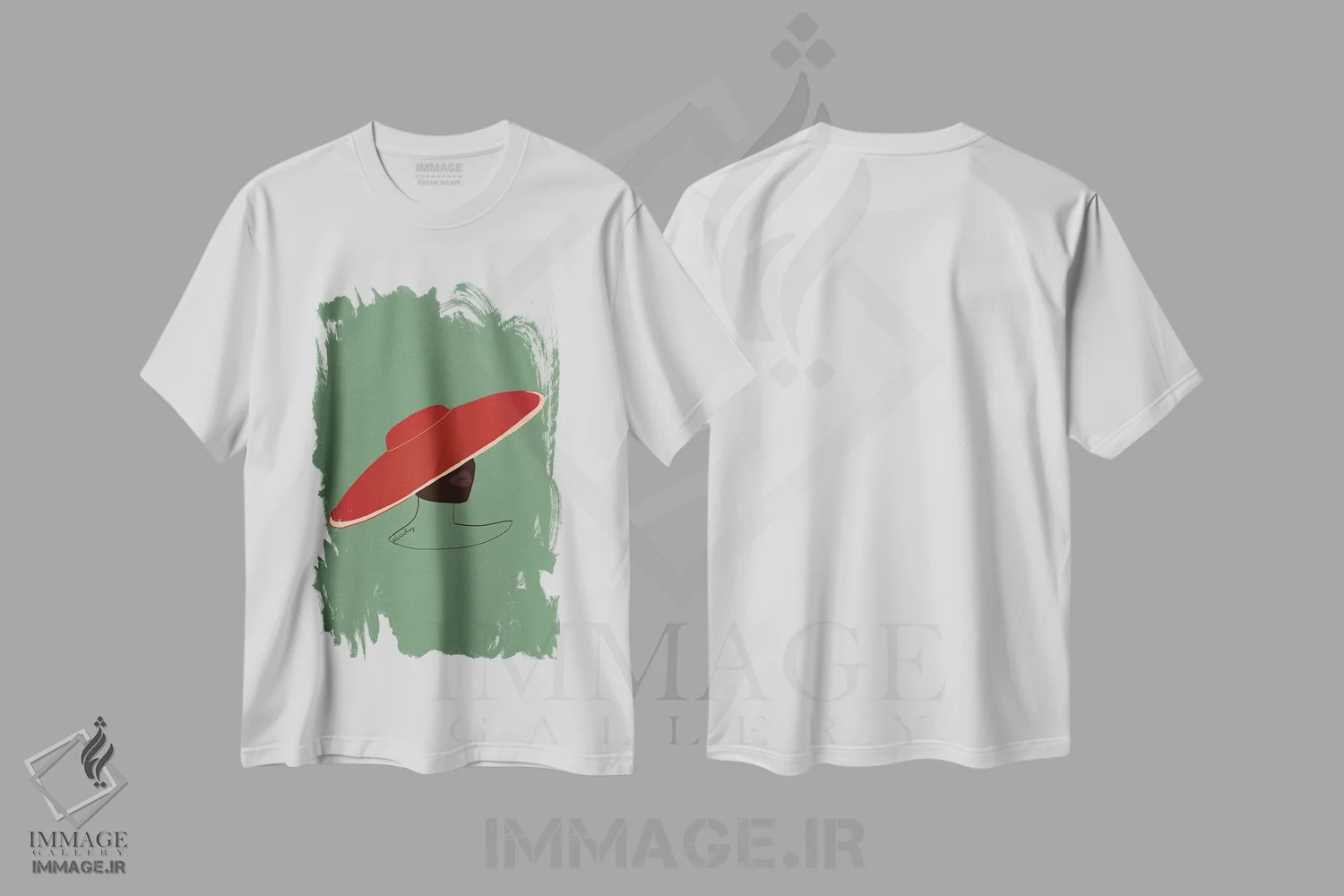 تیشرت سفید طرح دار – تیشرت هنری ,بانوی کلاه دار اثر لُرین تیوری فروشگاه ایماژ