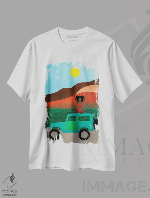 تیشرت سفید طرح دار – تیشرت طبیعت ,هاوایی اثر لُرین تیوری فروشگاه ایماژ