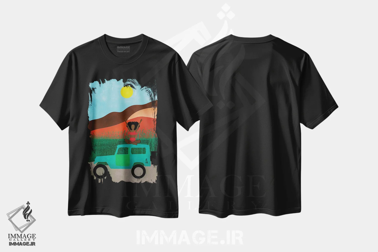 تیشرت مشکی طرح دار – تیشرت طبیعت ,هاوایی اثر لُرین تیوری immage.ir