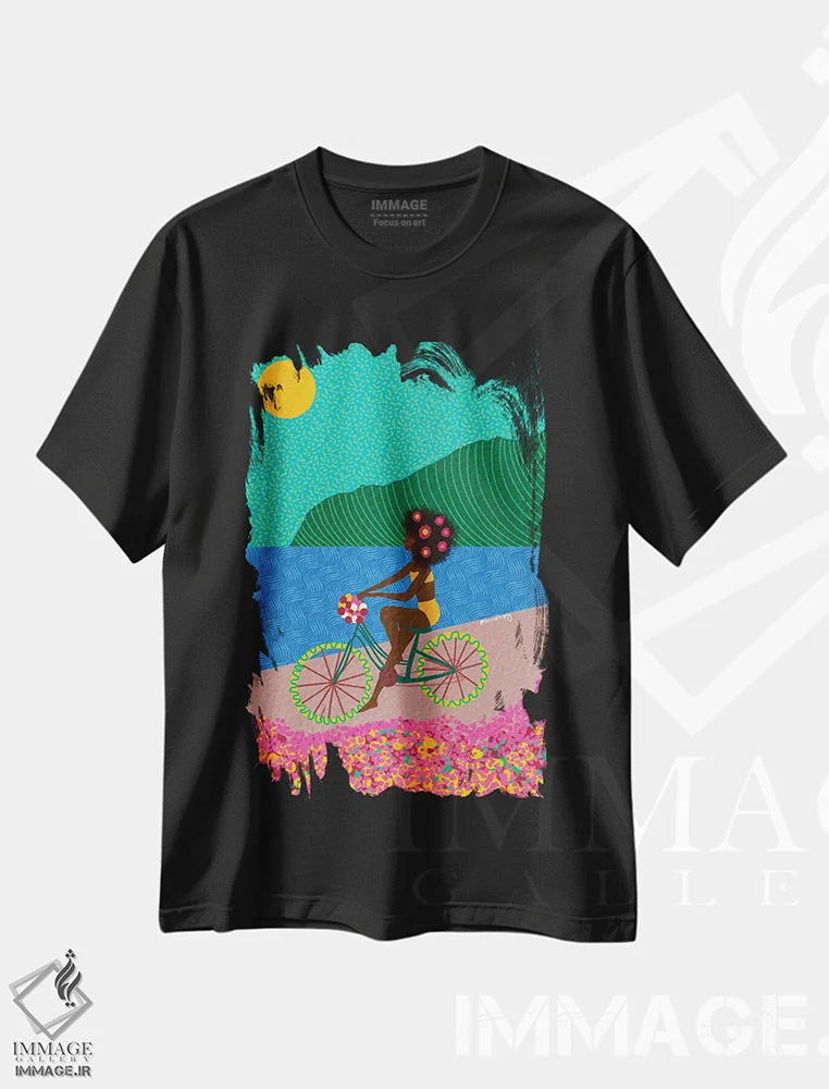 تیشرت مشکی طرح دار – تیشرت اسپرت ,دوچرخه سواری اثر لُرین تیوری فروشگاه ایماژ