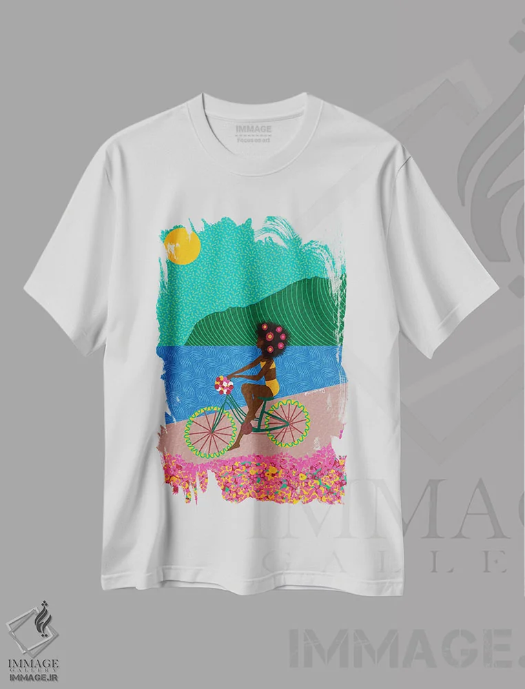 تیشرت سفید طرح دار – تیشرت اسپرت ,دوچرخه سواری اثر لُرین تیوری immage.ir