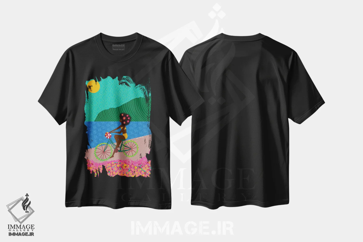 تیشرت مشکی طرح دار – تیشرت اسپرت ,دوچرخه سواری اثر لُرین تیوری فروشگاه ایماژ