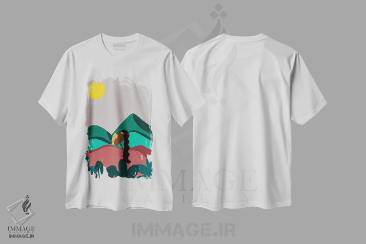تیشرت سفید طرح دار – تیشرت مینیمال ,کوه ها اثر لُرین تیوری فروشگاه ایماژ