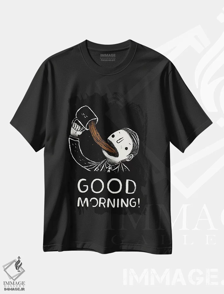 تیشرت مشکی طرح دار – تیشرت مینیمال ,صبح بخیر اثر لوئیس روسکوش فروشگاه ایماژ