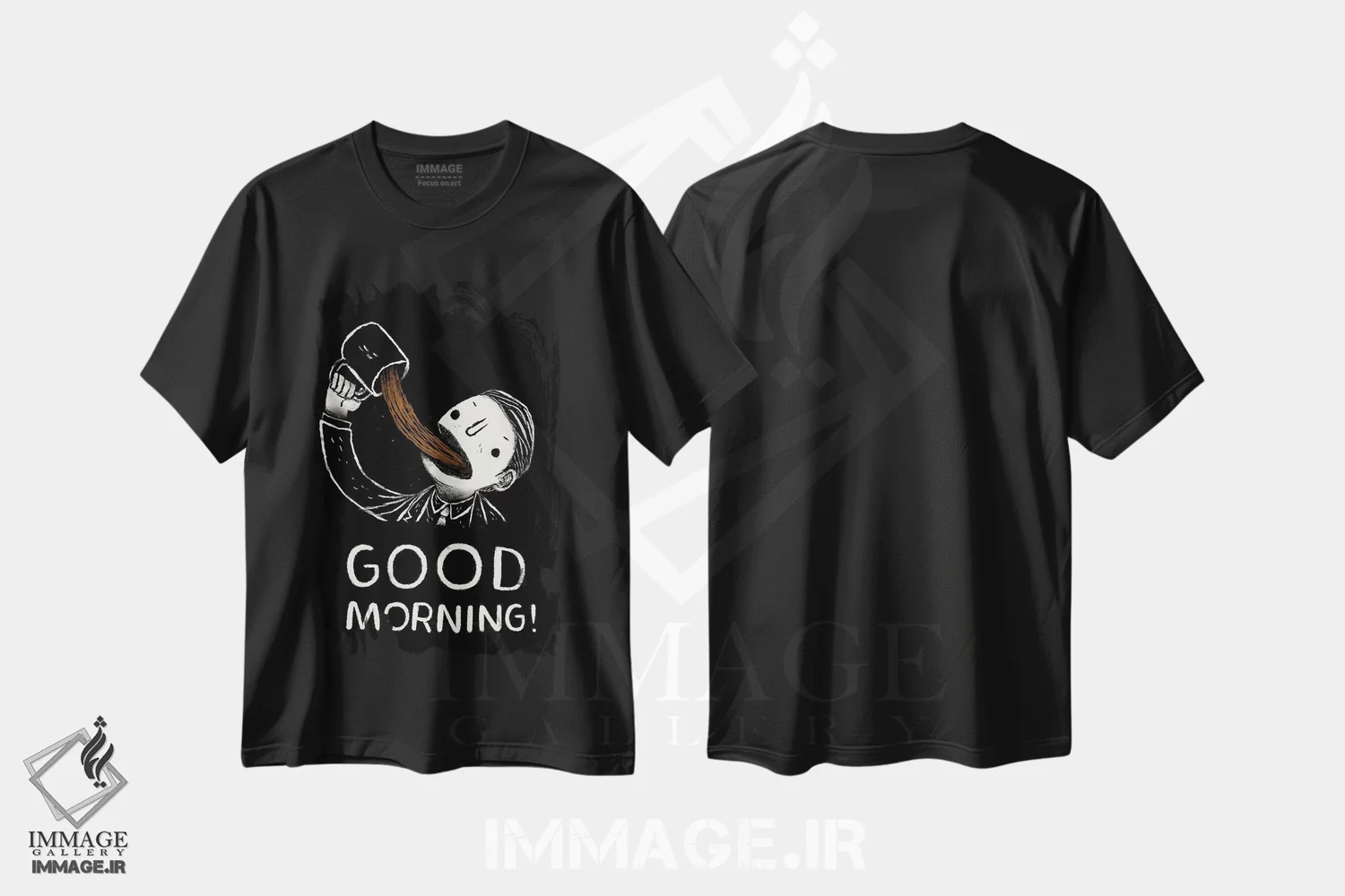 تیشرت مشکی طرح دار – تیشرت مینیمال ,صبح بخیر اثر لوئیس روسکوش فروشگاه ایماژ