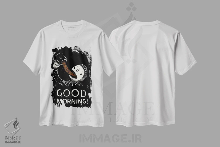 تیشرت سفید طرح دار – تیشرت مینیمال ,صبح بخیر اثر لوئیس روسکوش immage.ir