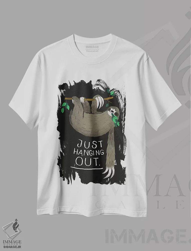 تیشرت سفید طرح دار – تیشرت طنز حیوانات ,فقط مشغول وقت گذرانی ام اثر لوئیس روسکوش immage.ir