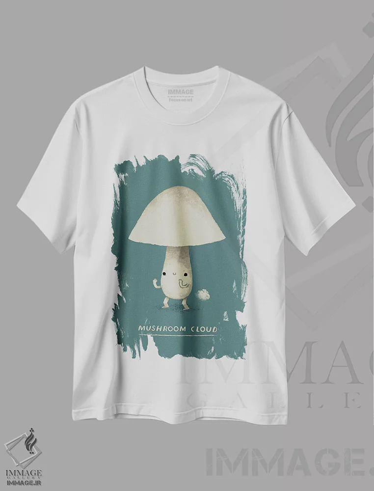 تیشرت سفید طرح دار – تیشرت طنز ,ابر قارچی اثر لوئیس روسکوش immage.ir