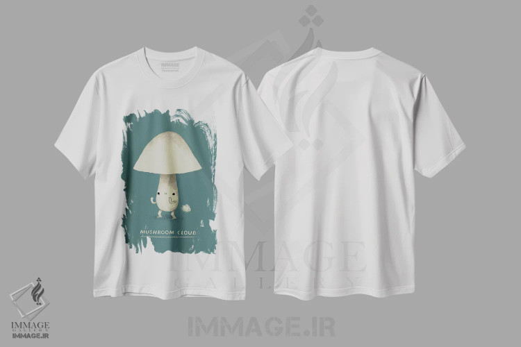 تیشرت سفید طرح دار – تیشرت طنز ,ابر قارچی اثر لوئیس روسکوش immage.ir