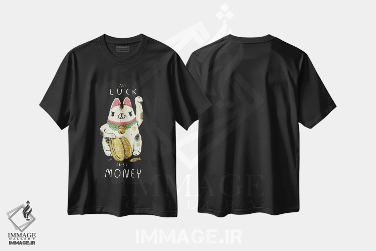 تیشرت مشکی طرح دار – تیشرت فانتزی ,گربه پول ساز اثر لوئیس روسکوش immage.ir