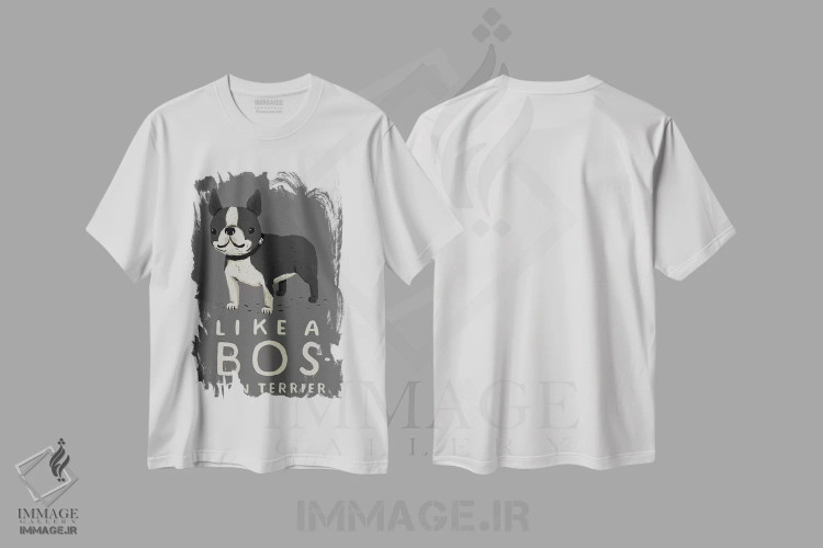 تیشرت سفید طرح دار – تیشرت حیوانات ,بوستون اثر لوئیس روسکوش فروشگاه ایماژ