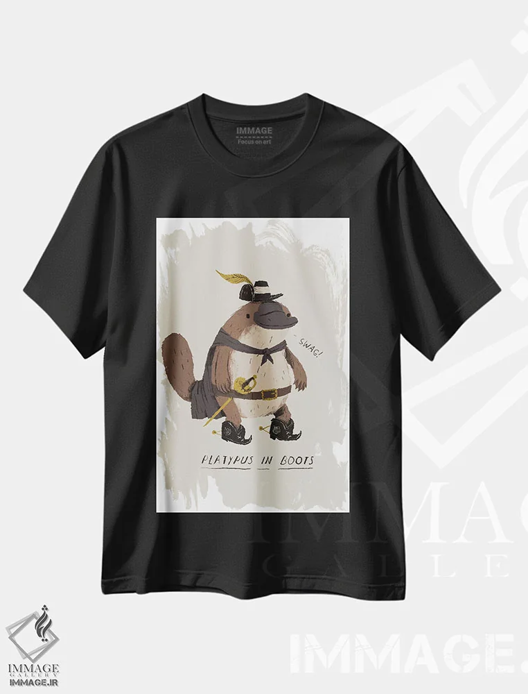 تیشرت مشکی طرح دار – تیشرت طنز ,پیتزا اثر لوئیس روسکوش فروشگاه ایماژ