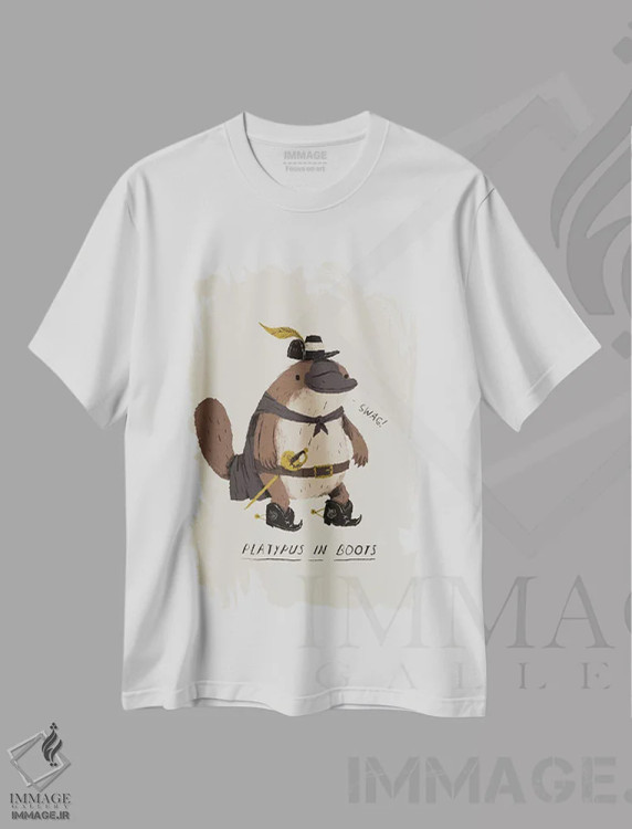 تیشرت سفید طرح دار – تیشرت طنز حیوانات ,پلاتیپوس اثر لوئیس روسکوش immage.ir