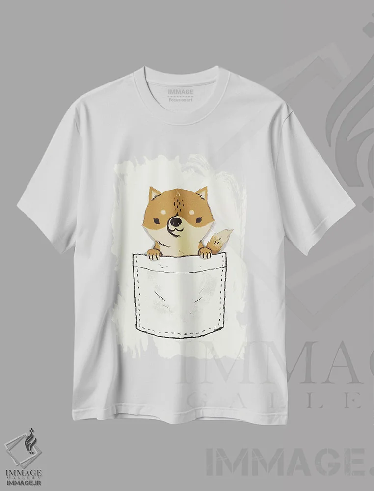 تیشرت سفید طرح دار – تیشرت فانتزی ,شیبای جیبی اثر لوئیس روسکوش immage.ir
