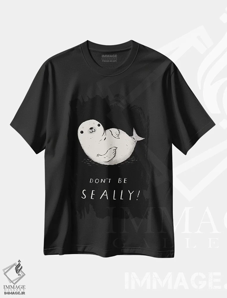 تیشرت مشکی طرح دار – تیشرت طنز حیوانات ,فکی اثر لوئیس روسکوش فروشگاه ایماژ