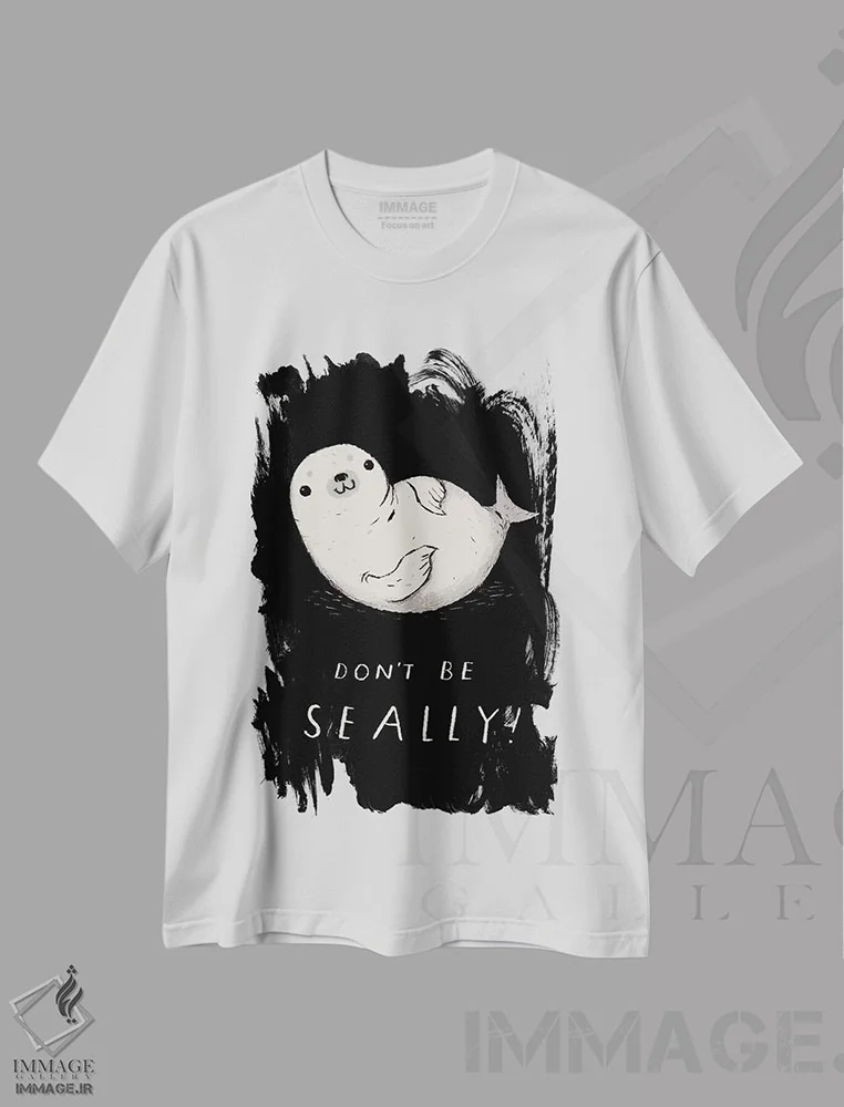 تیشرت سفید طرح دار – تیشرت طنز حیوانات ,فکی اثر لوئیس روسکوش immage.ir