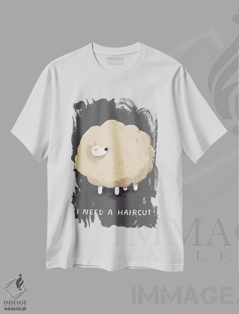 تیشرت سفید طرح دار – تیشرت طنز حیوانات ,گوسفند اثر لوئیس روسکوش فروشگاه ایماژ