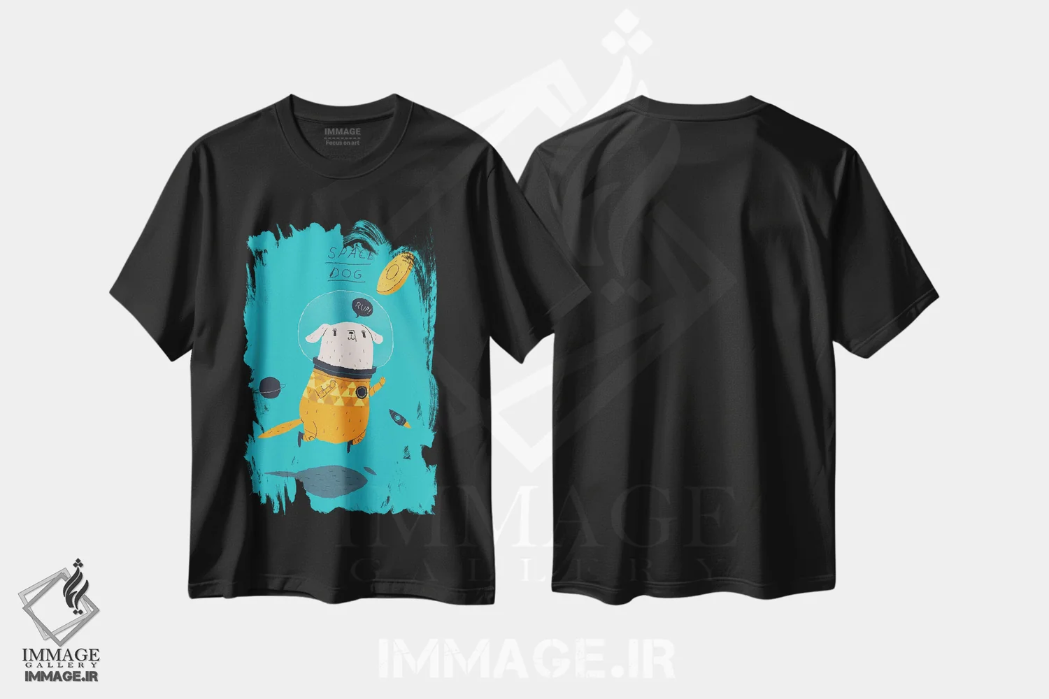 تیشرت مشکی طرح دار – تیشرت طنز ,سگ فضایی اثر لوئیس روسکوش فروشگاه ایماژ