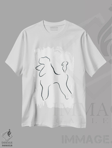 تیشرت سفید طرح دار – تیشرت حیوانات مینیمال ,پودل اثر لِزلی بیشاپ فروشگاه ایماژ