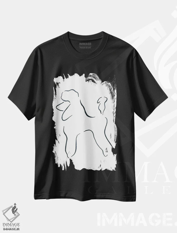 تیشرت مشکی طرح دار – تیشرت حیوانات مینیمال ,پودل اثر لِزلی بیشاپ immage.ir