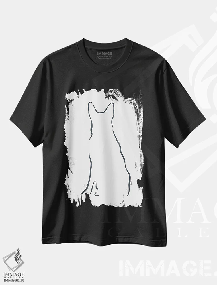 تیشرت مشکی طرح دار – تیشرت حیوانات ,ژرمن شپرد نشسته اثر لِزلی بیشاپ فروشگاه ایماژ