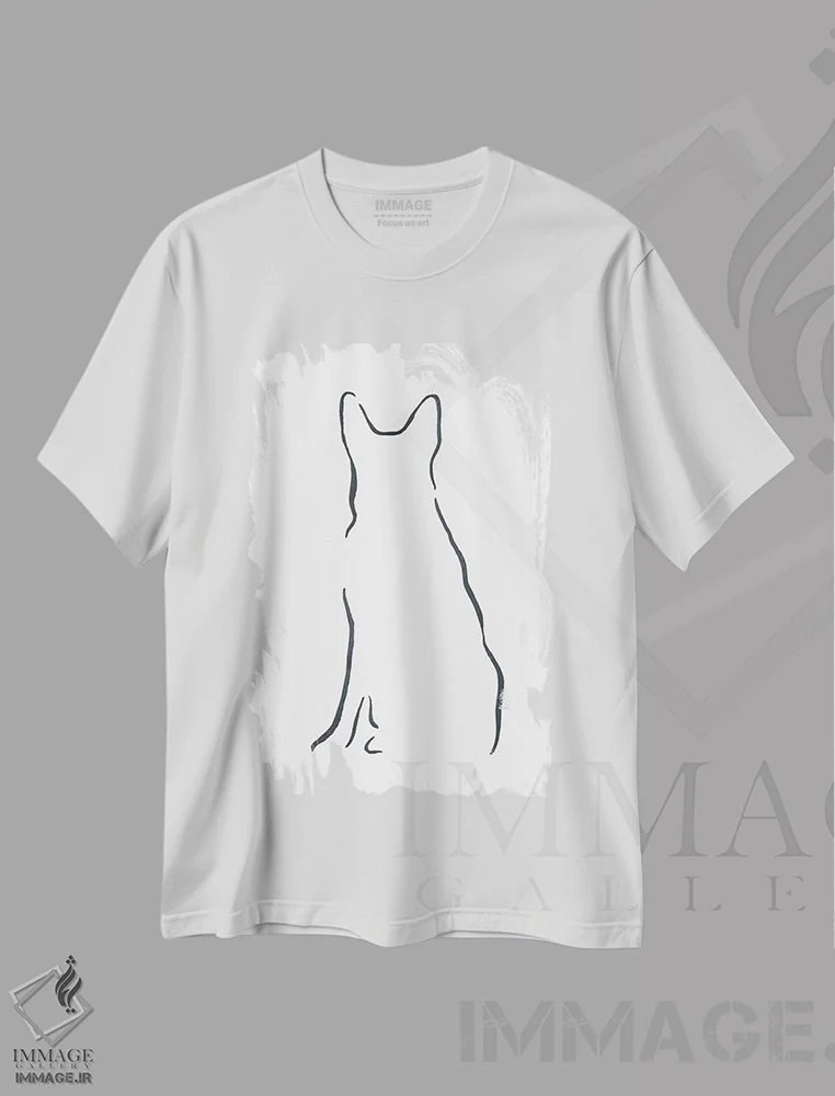 تیشرت سفید طرح دار – تیشرت حیوانات ,ژرمن شپرد نشسته اثر لِزلی بیشاپ immage.ir