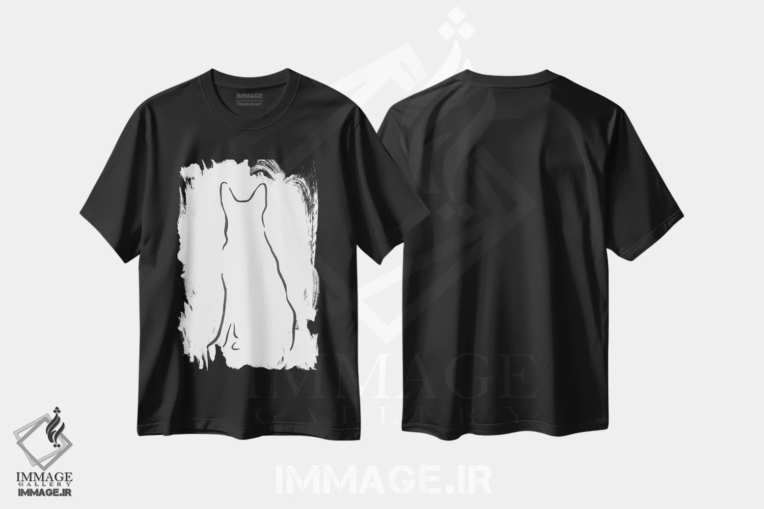 تیشرت مشکی طرح دار – تیشرت حیوانات ,ژرمن شپرد نشسته اثر لِزلی بیشاپ فروشگاه ایماژ