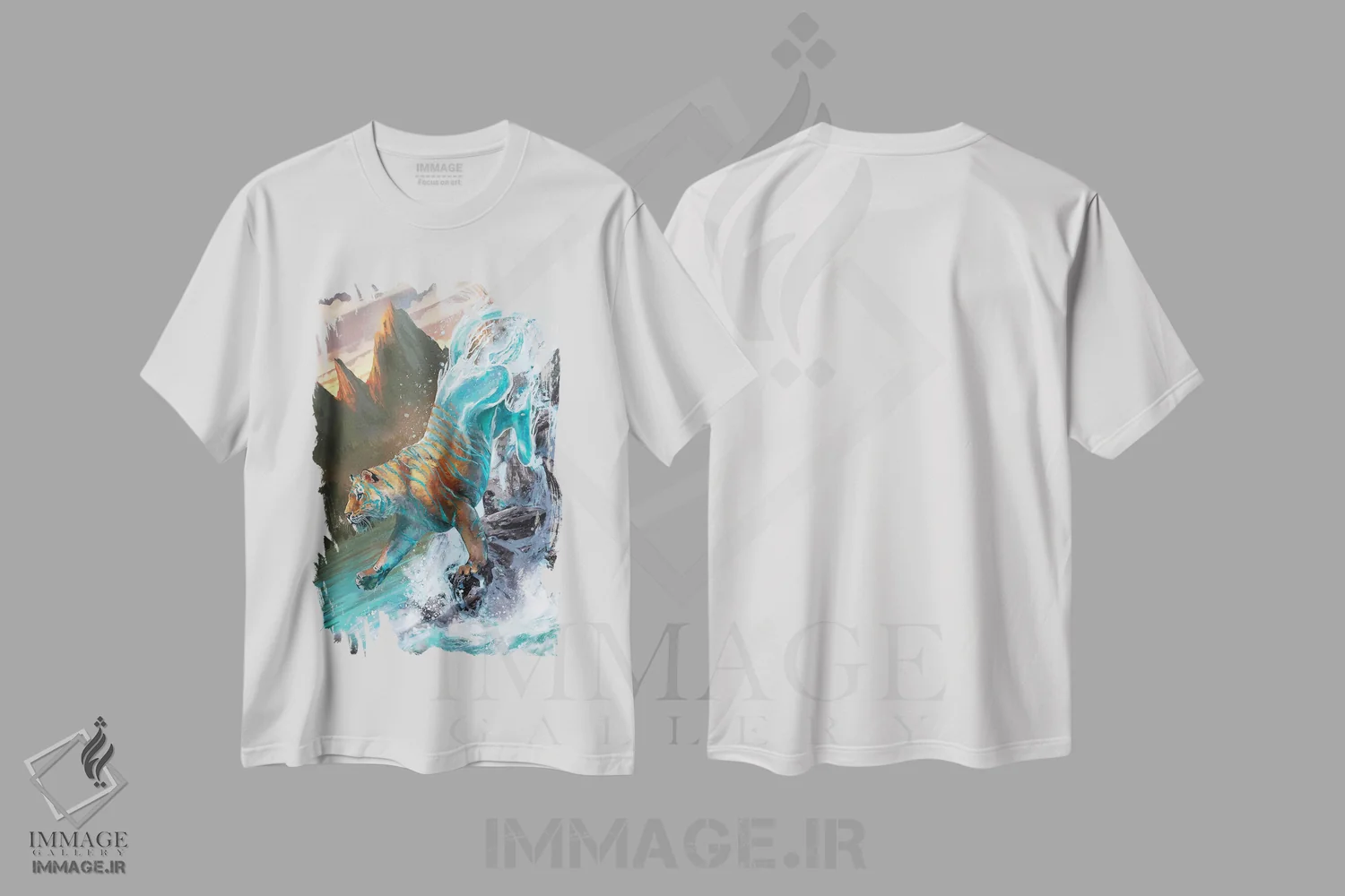 تیشرت سفید طرح دار – تیشرت فانتزی ,ببر آبی اثر لوییز گلبی فروشگاه ایماژ