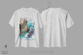 تیشرت سفید طرح دار – تیشرت فانتزی ,ببر آبی اثر لوییز گلبی فروشگاه ایماژ