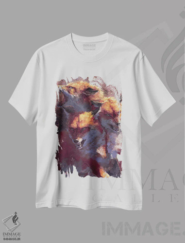 تیشرت سفید طرح دار – تیشرت فانتزی ,روباه سه سر اثر لوییز گلبی فروشگاه ایماژ