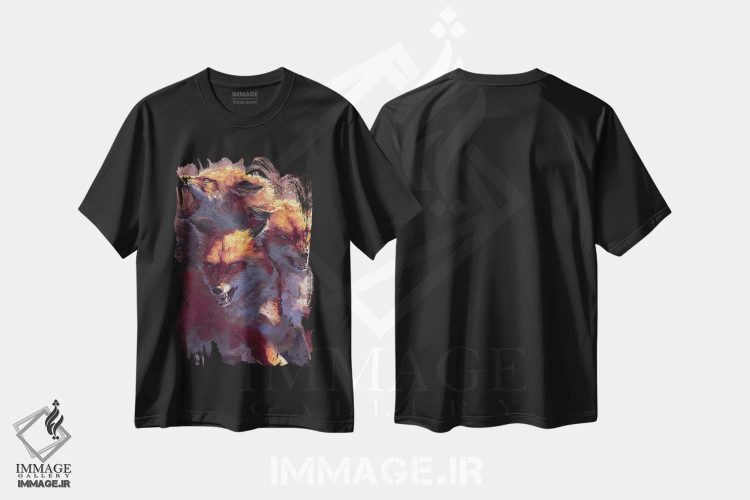 تیشرت مشکی طرح دار – تیشرت فانتزی ,روباه سه سر اثر لوییز گلبی immage.ir