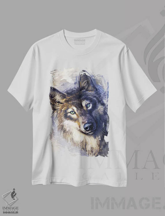تیشرت سفید طرح دار – تیشرت حیوانات ,گرگ اثر لوییز گلبی immage.ir