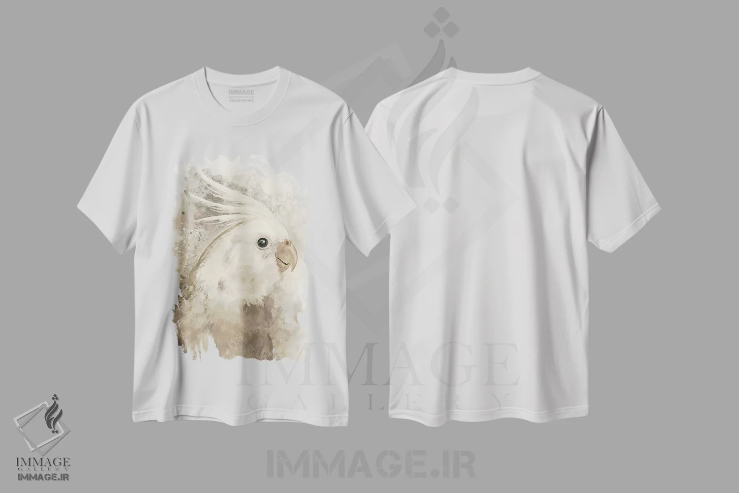 تیشرت سفید طرح دار – تیشرت طبیعت ,کاکاتیل صورت سفید اثر لوییز گلبی immage.ir