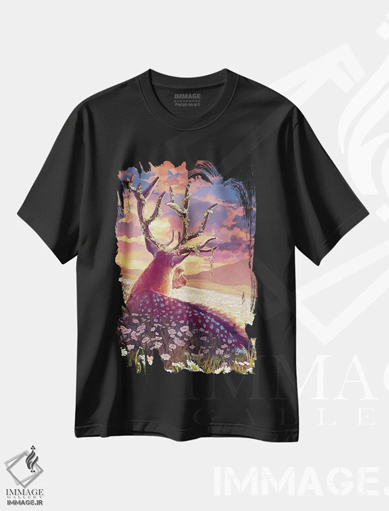 تیشرت مشکی طرح دار – تیشرت طبیعت ,دشت گل های مروارید اثر لوییز گلبی immage.ir