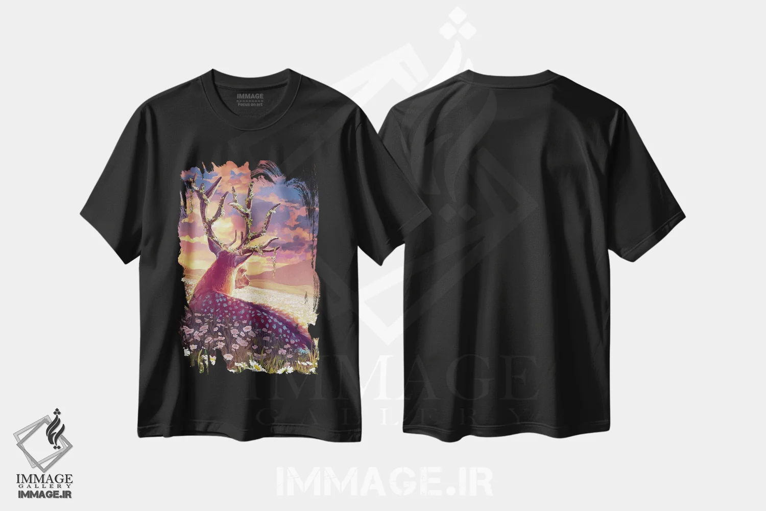 تیشرت مشکی طرح دار – تیشرت طبیعت ,دشت گل های مروارید اثر لوییز گلبی immage.ir