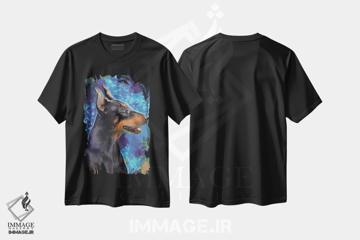 تیشرت مشکی طرح دار – تیشرت سگ ,دوبرمن اثر لوییز گلبی immage.ir