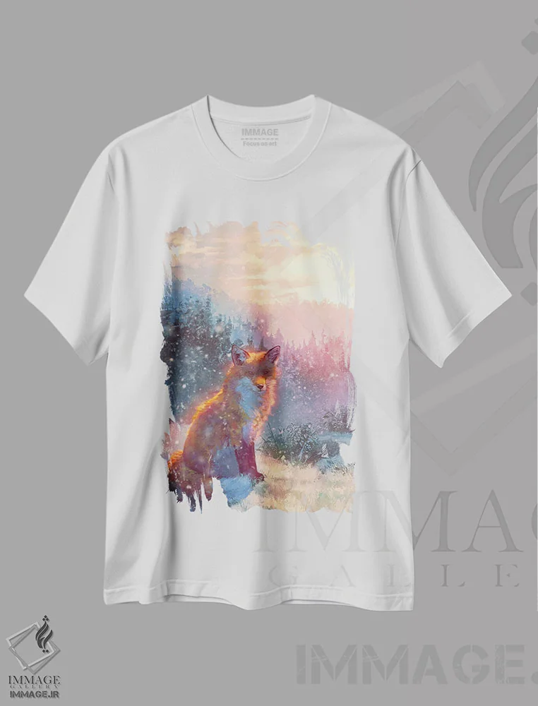 تیشرت سفید طرح دار – تیشرت طبیعت برفی ,آفتاب زمستانی اثر لوییز گلبی immage.ir