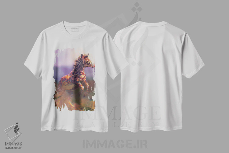 تیشرت سفید طرح دار – تیشرت حیات وحش ,گورخر گریوی اثر لوییز گلبی فروشگاه ایماژ