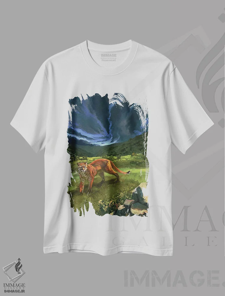 تیشرت سفید طرح دار – تیشرت گربه سانان ,گربه طلایی آسیایی اثر لوییز گلبی فروشگاه ایماژ
