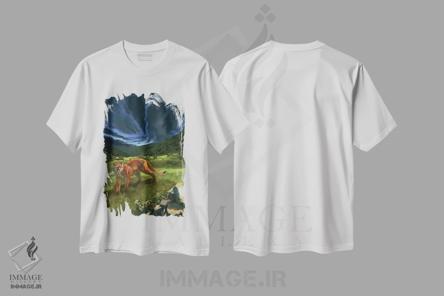 تیشرت سفید طرح دار – تیشرت گربه سانان ,گربه طلایی آسیایی اثر لوییز گلبی فروشگاه ایماژ