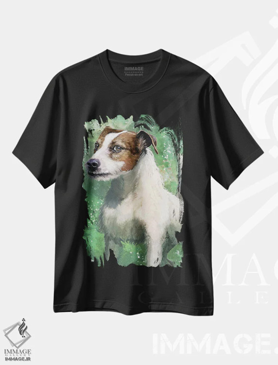 تیشرت مشکی طرح دار – تیشرت سگ ها ,جک راسل اثر لوییز گلبی فروشگاه ایماژ