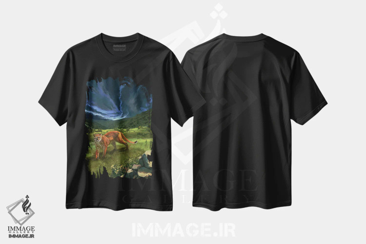 تیشرت مشکی طرح دار – تیشرت گربه سانان ,گربه طلایی آسیایی اثر لوییز گلبی immage.ir