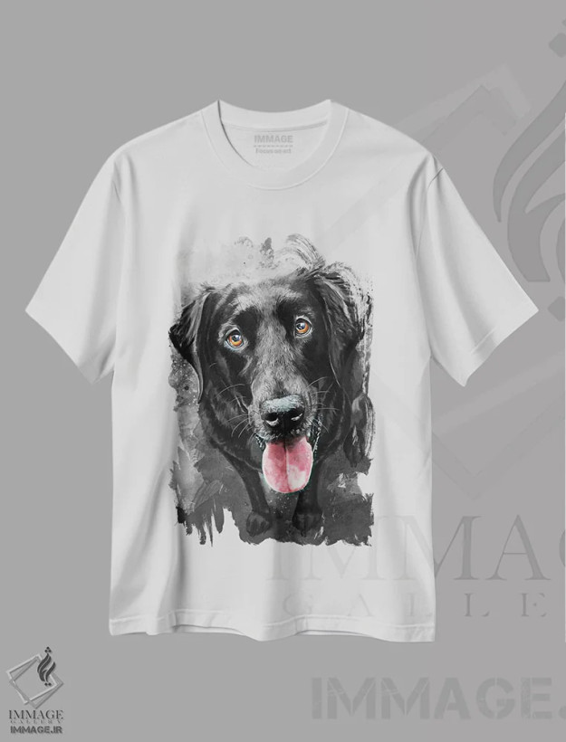 تیشرت سفید طرح دار – تیشرت حیوانات ,لابرادور مشکی اثر لوییز گلبی فروشگاه ایماژ