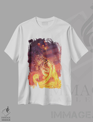 تیشرت سفید طرح دار – تیشرت فانتزی ,پلنگ گدازه اثر لوییز گلبی فروشگاه ایماژ