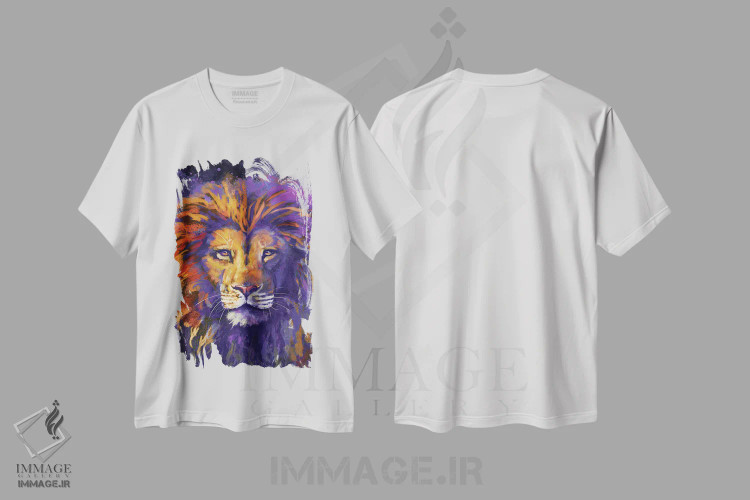 تیشرت سفید طرح دار – تیشرت حیوانات ,شاه شیرها اثر لوییز گلبی immage.ir
