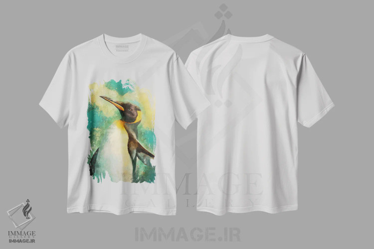 تیشرت سفید طرح دار – تیشرت طبیعت ,پنگوئن اثر لوییز گلبی فروشگاه ایماژ